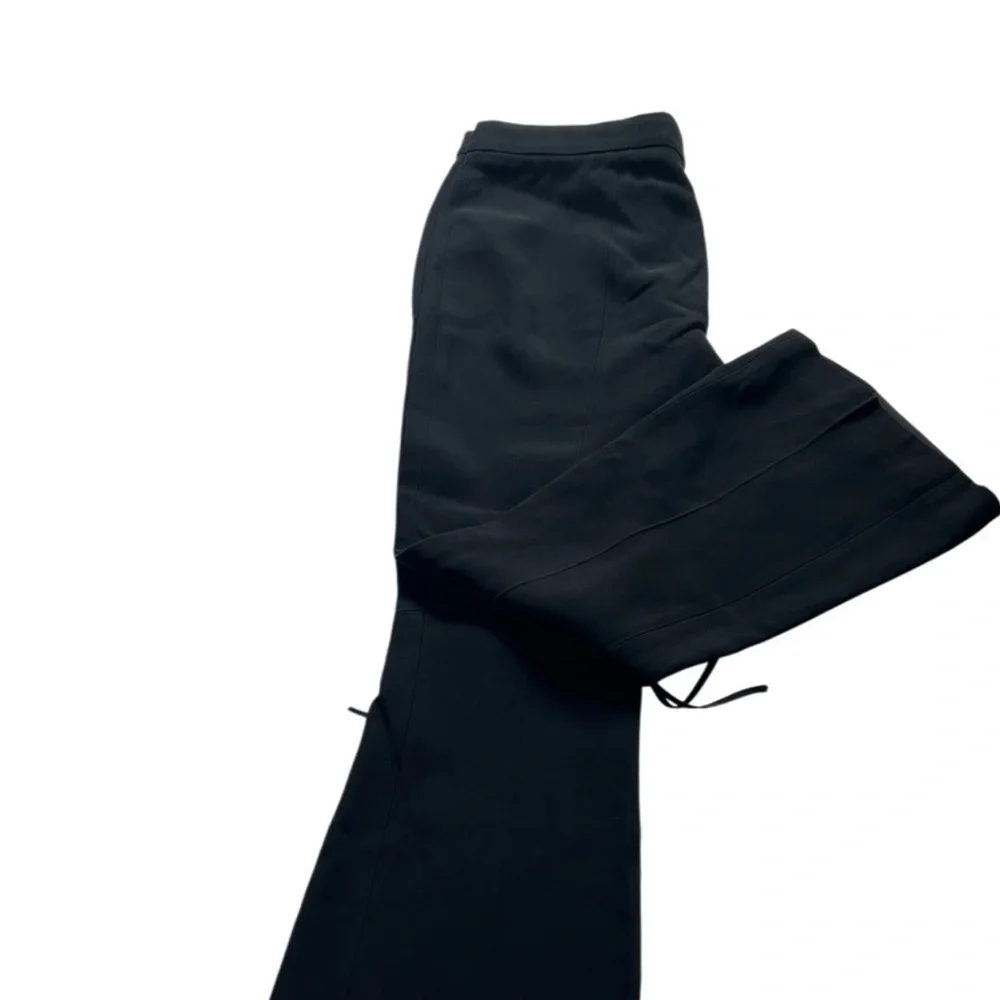 Alexander McQueen Lace-Up Flare Pants Elegant Black Dress Pants - Picture 3 of 9
